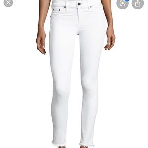 Rag & Bone mid rise skinny ankle raw‎ hem white denim jean size 32 Host Pick